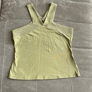 INC International Concepts Asymmetrical Ribbed Green Tank Top